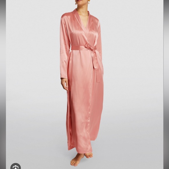 La Perla Vestaglia Long Silk Wrap Robe powder pink maxi